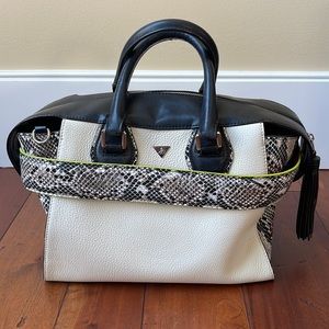 Sam Edelman Eden Snake Barrel Satchel Bag - Stone Sandsnake Leather